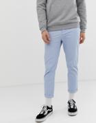 Asos Design Slim Cropped Chinos In Pastel Blue - Blue