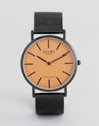 Reclaimed Vintage Black Mesh Watch With Orange Dial - Black