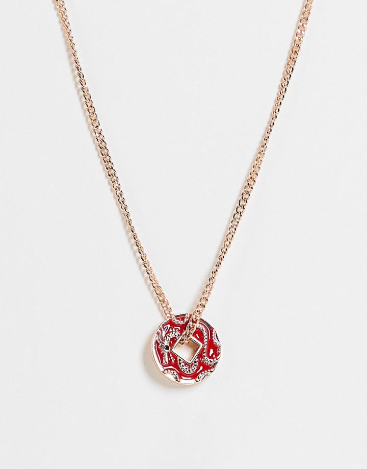 Wftw Serpentine Dragon Coin Pendant Necklace In Gold