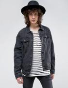 Roadies Of 66 Black Denim Jacket With Back Studs - Black