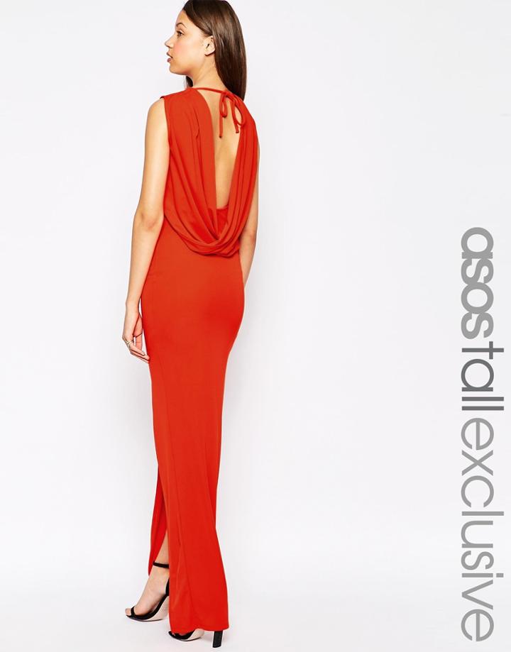 Asos Tall Sleeveless Cowl Back Maxi Dress - Nude $20.00