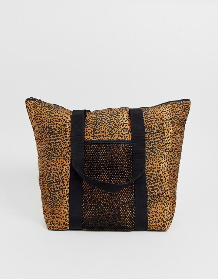 In Wear James Leopard Print Tote Bag-brown