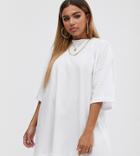 Asos Design Petite Oversized Tshirt Dress-white