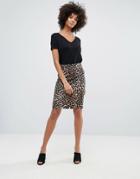 Vila Leopard Midi Skirt - Multi