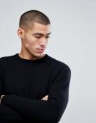 Only & Sons Knitted Sweater With Curved Hem - Black