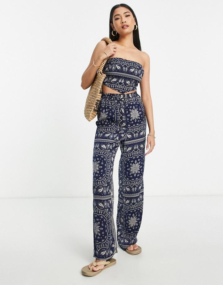 Urban Threads Wide Leg Pants In Bandana Print - Part Of A Set-multi