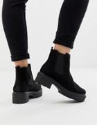 New Look Chunky Flat Boots In Black - Black
