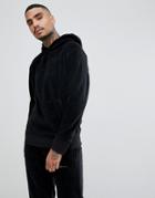 Mennace Oversized Hoodie In Polar Fleece-black