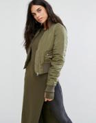 Noisy May Bay Cargo Bomber Jacket - Green