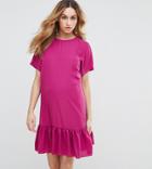 Asos Maternity Ruffle Hem Mini T-shirt Dress - Pink
