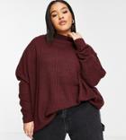 Yours Fashion Oversized Sweater In Burgundy-red