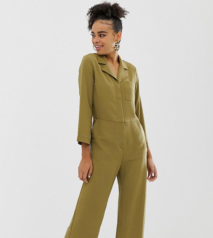 Monki Pocket Front Utility Jumpsuit In Khaki - Green