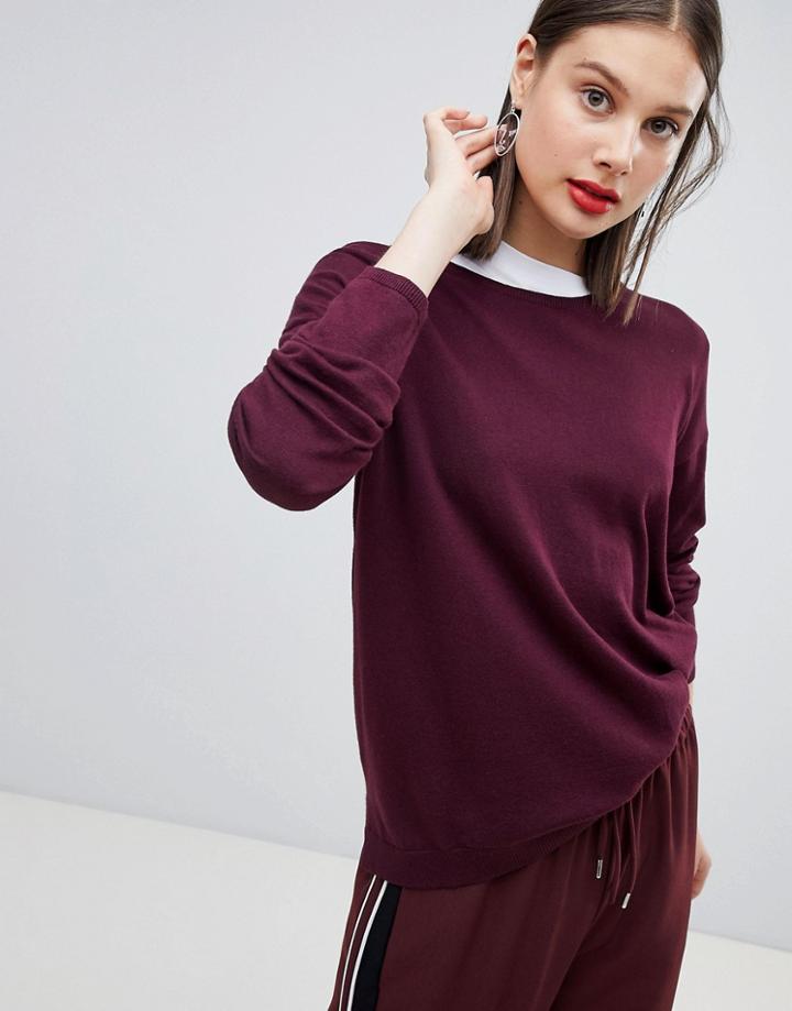 Esprit Oversized Round Neck Lightweight Sweater - Red