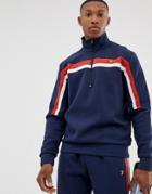 Farah Sport Paneled Half Zip Sweat In Navy - Navy