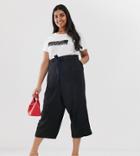 New Look Curve Tie Waist Crop Pants In Black - Black