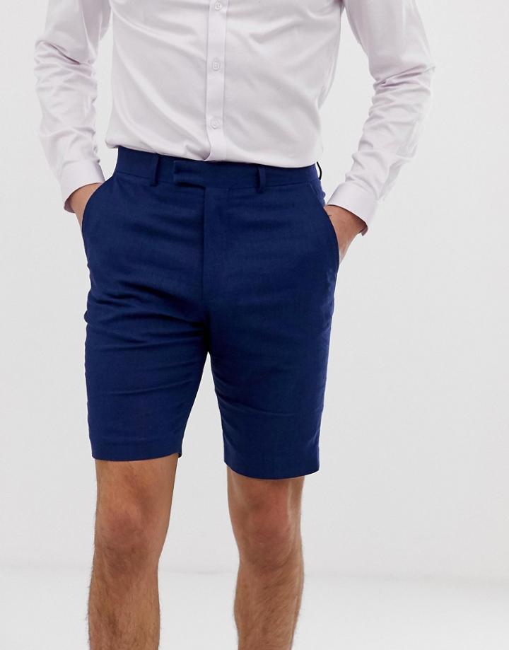 French Connection Wedding Slim Fit Plain Linen Shorts