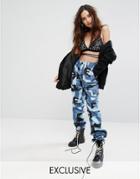 Reclaimed Vintage Revived Military Pants In Camo - Blue