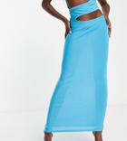 Asyou Low Rise Maxi Skirt In Aqua-blue