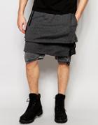 Asos Jersey Shorts With Skirt Panel In Charcoal - Washed Black
