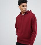 Asos Design Tall Oversized Hoodie In Burgundy - Red