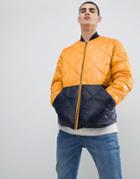 Jack & Jones Originals Quilted Jacket With Color Block - Yellow