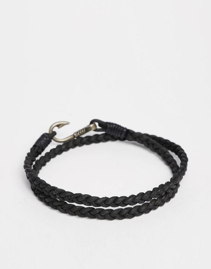 Asos Plaited Anklet With Hook - Black