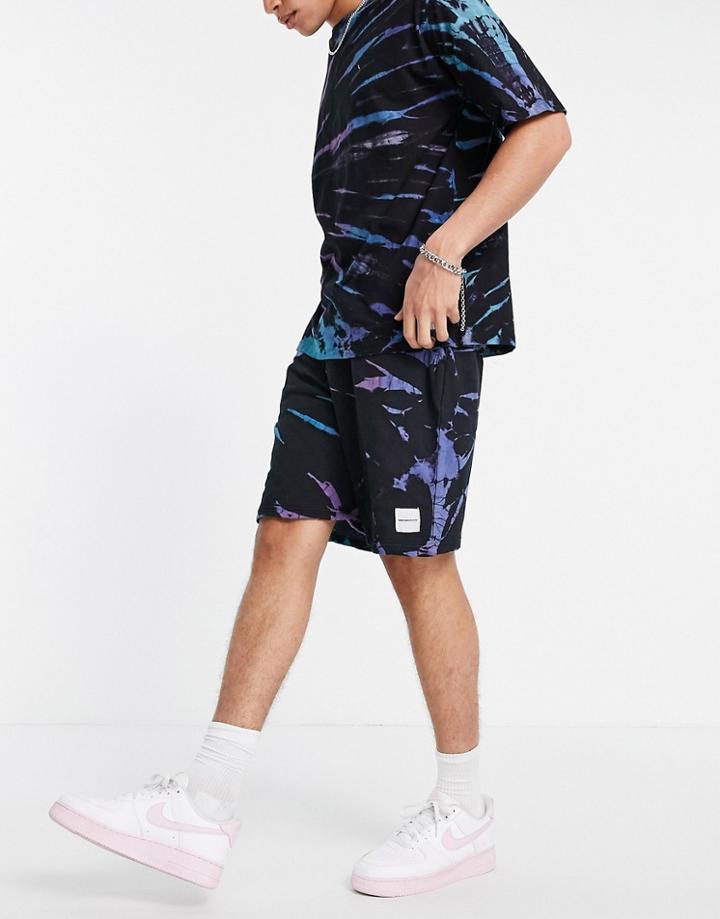 Mennace Jersey Shorts In Blue And Purple Tie Dye - Part Of A Set-multi