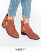 Asos Audrina Wide Fit Suede Tassle Boots - Red