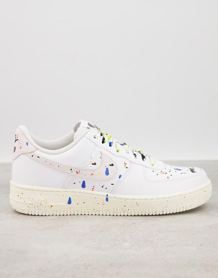 Nike Air Force 1 '07 Lv8 Bb Paint Splatter Sneakers In White