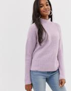Jdy Barnu High Neck Fitted Sweater - Pink