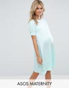 Asos Maternity Swing Dress With Puff Sleeve - Green