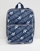 Adidas Originals Classic Medium Backpack In All Over Logo - Black