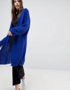 Asos Long Cardigan In Oversized Shape - Blue