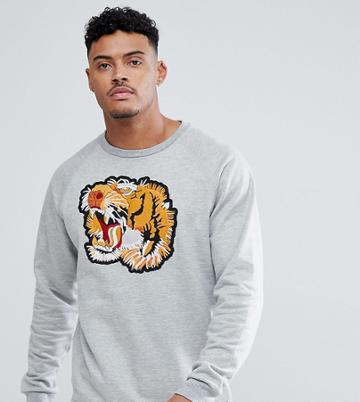 Just Junkies Sweatshirt With Tiger Embroidery - Gray