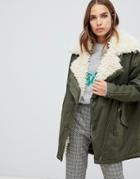 Only Sheared Linned Parka Jacket - Green