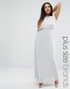 Club L Plus Maxi Dress In Metallic Fabric - Gray