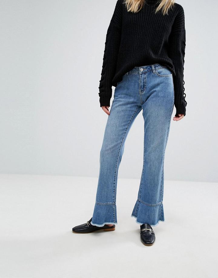 Vero Moda Ruffle Hem Jeans - Blue