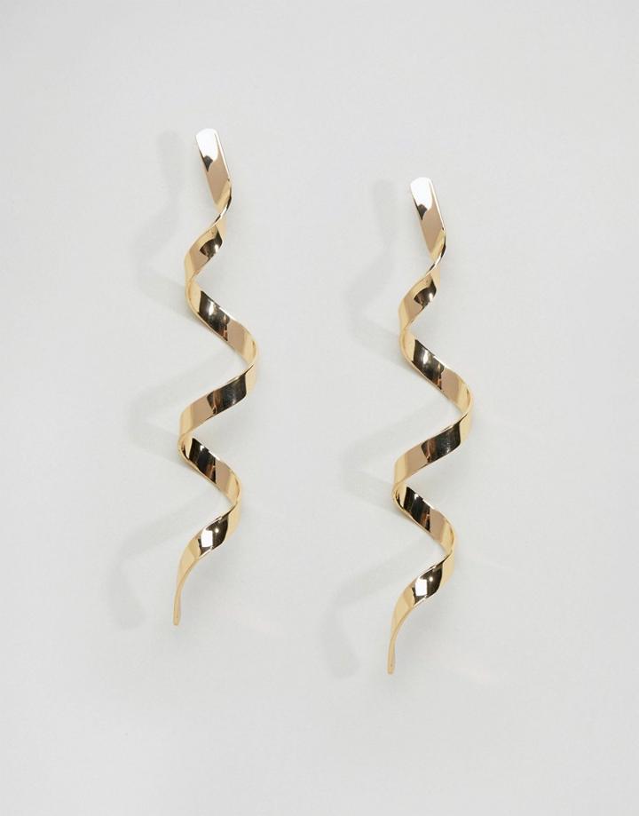 Asos Swirl Bar Drop Earrings - Gold