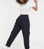 Asos Design Tall Ovoid Pleat Front Peg Pant In Navy