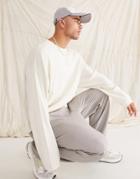 Asos Design Long Sleeve Oversized T-shirt In Undyed Fabric-white