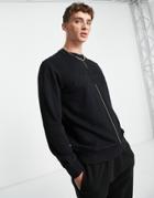 Armani Exchange Crew Neck Sweatshirt With Debossed Logo In Black