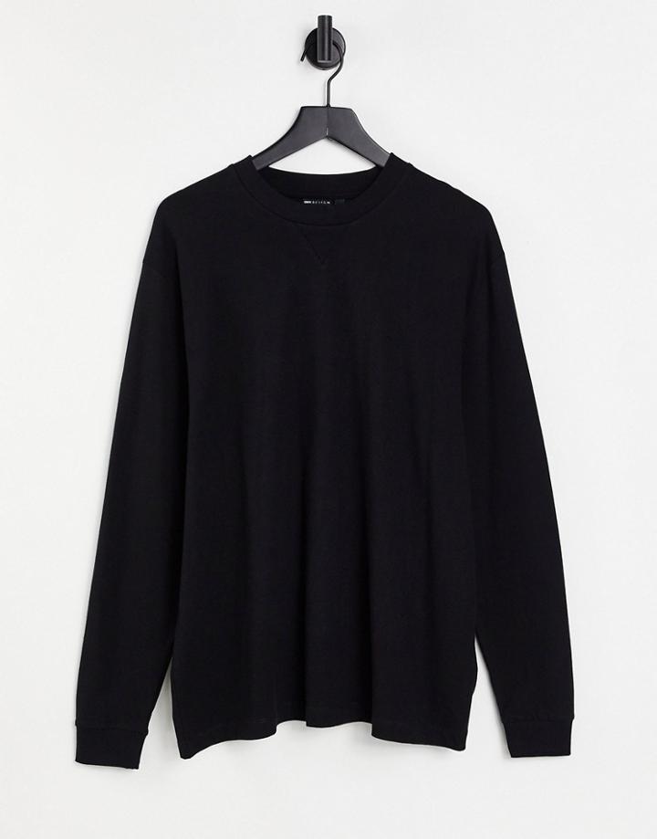 Asos Design Relaxed Long Sleeve T-shirt With Modesty Triangle In Black