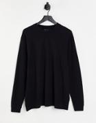 Asos Design Relaxed Long Sleeve T-shirt With Modesty Triangle In Black