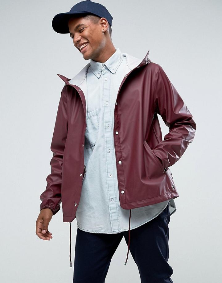Herschel Forecast Hooded Coach Jacket Waterproof In Wine - Red