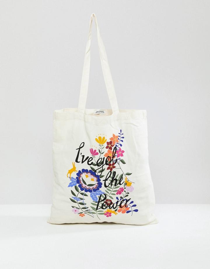 Monki Floral Print Tote Bag - White
