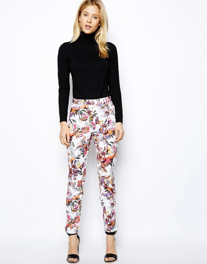 Asos Premium Pants In Bright Floral Print - Multi