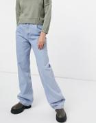 Pull & Bear Dad Jeans In Washed Blue-blues
