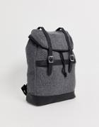 Asos Design Backpack In Charcoal Melton And Double Straps - Gray