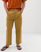 Asos White Relaxed Pants In Mustard With Contrast Stitching - Yellow