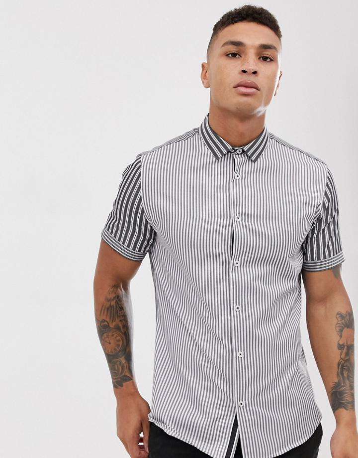River Island Shirt In Gray Stripe